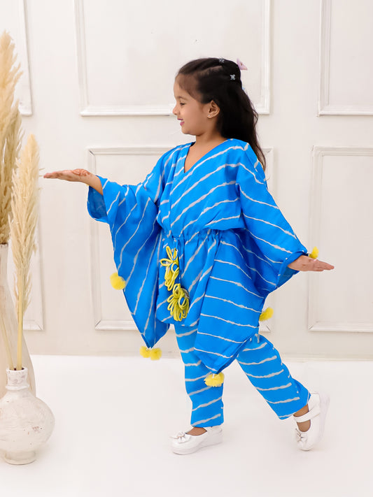 BLUE LEHERIYA KAFTAN SET