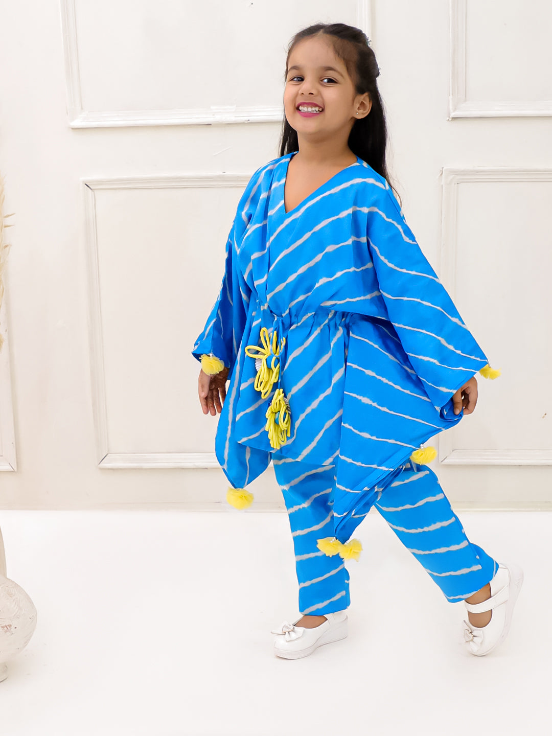 BLUE LEHERIYA KAFTAN SET