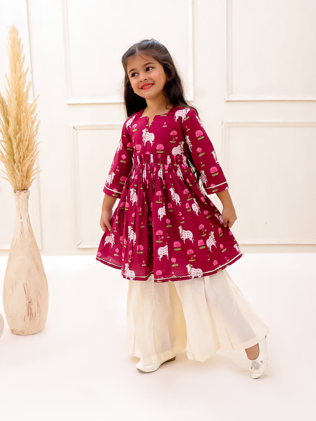 MAROON PICHWAI KURTI SET