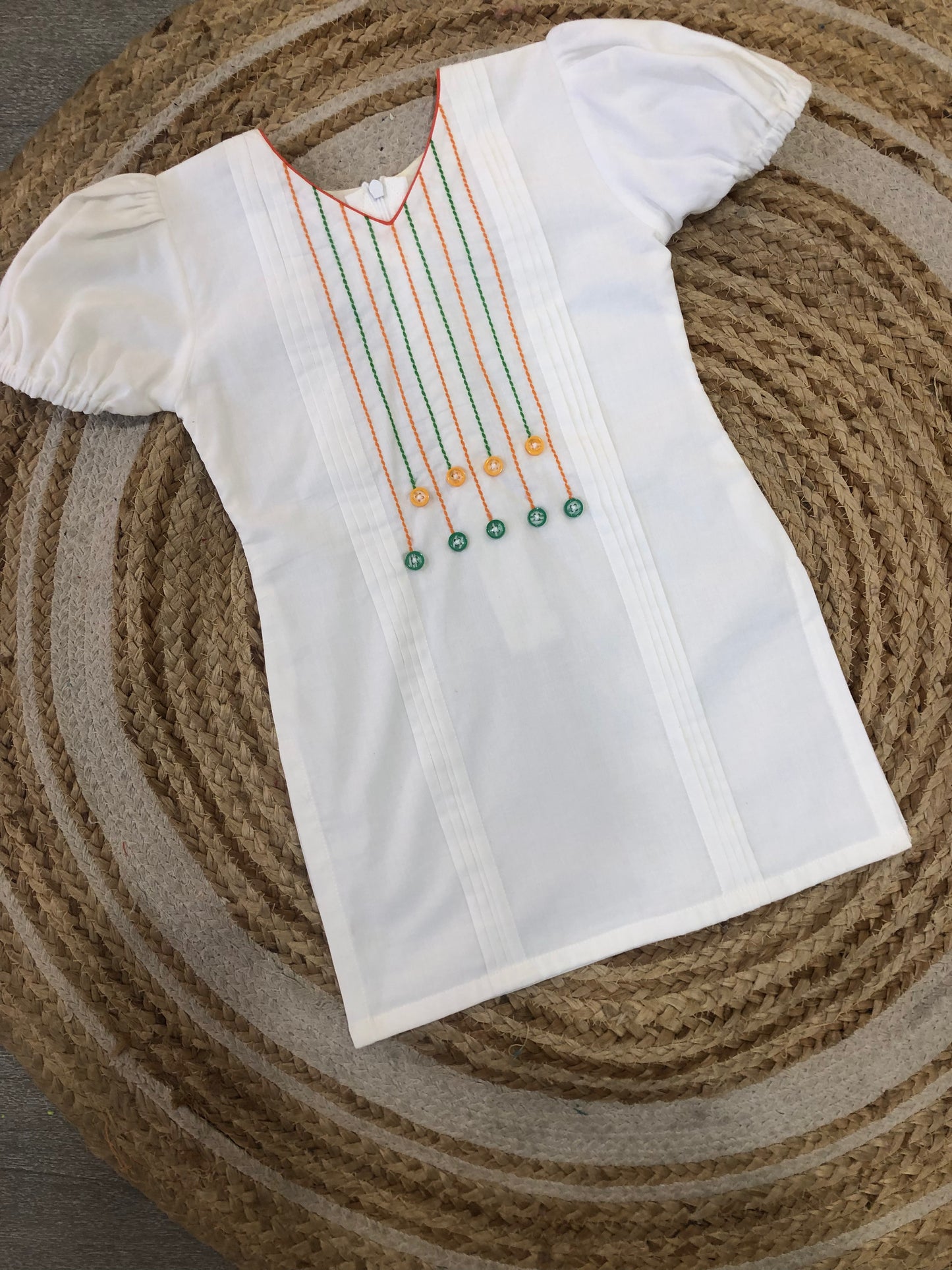 PLEATES AND ANCHOR DETAILING WHITE KURTA-PANTS