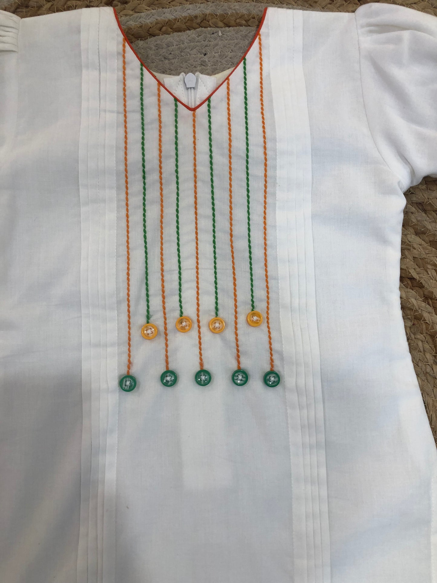 PLEATES AND ANCHOR DETAILING WHITE KURTA-PANTS