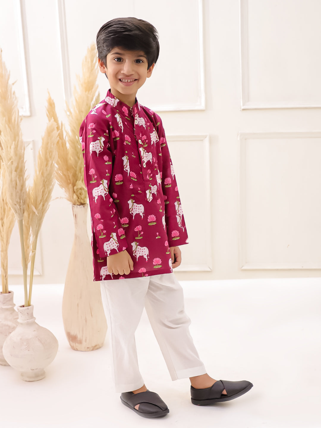 MAROON PICHWAYI KURTA SET