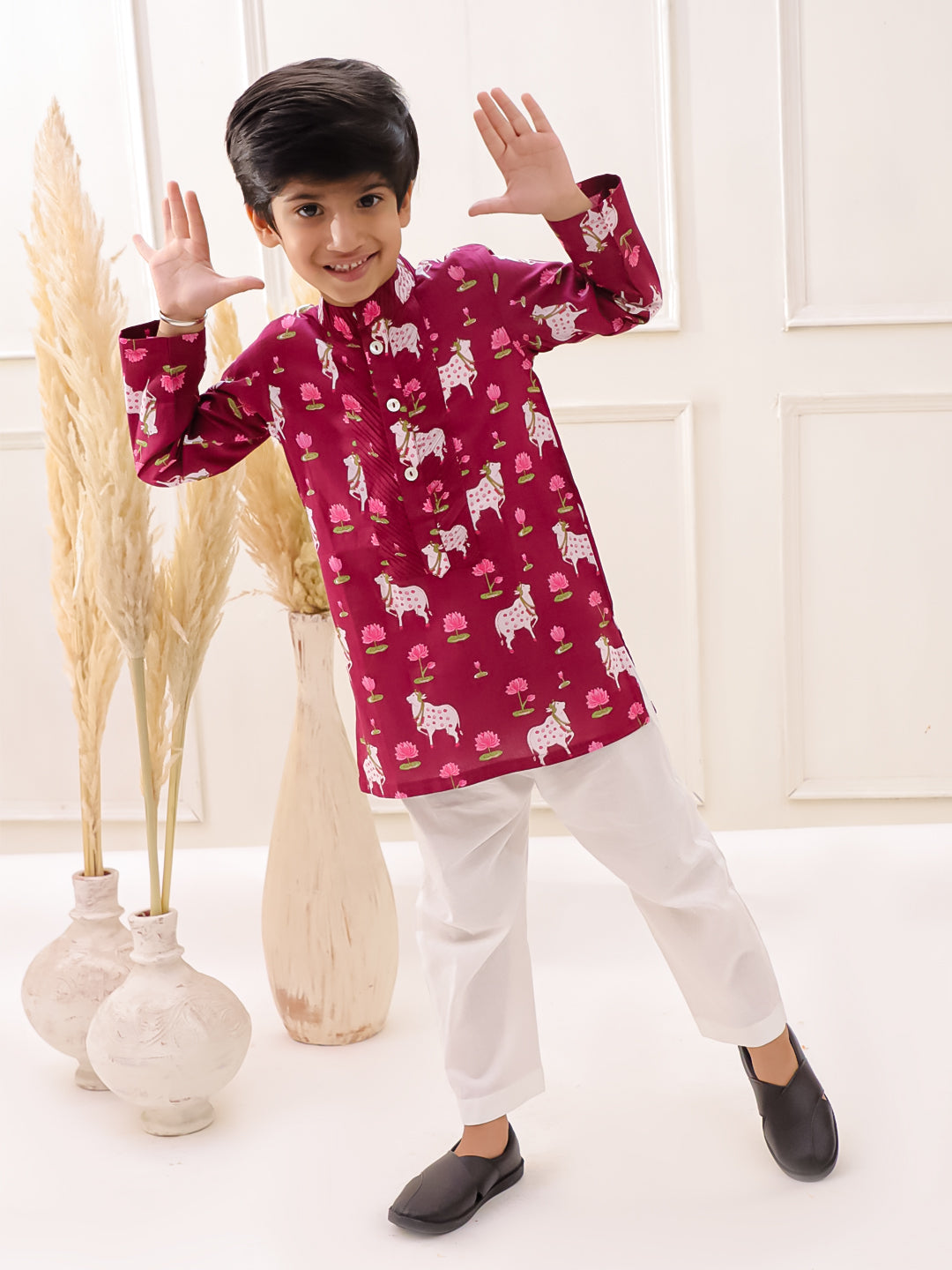 MAROON PICHWAYI KURTA SET