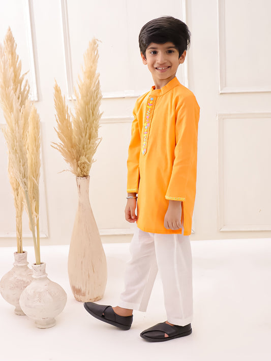 ORANGE EMBROIDERED KURTA SET