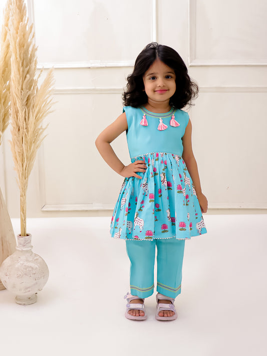 SKY BLUE PICHWAI KURTA SET