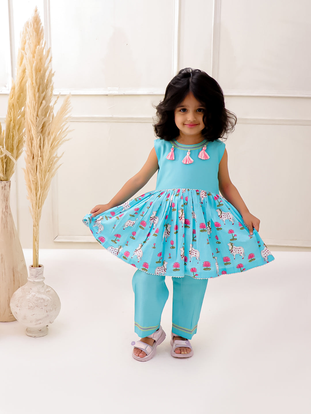SKY BLUE PICHWAI KURTA SET