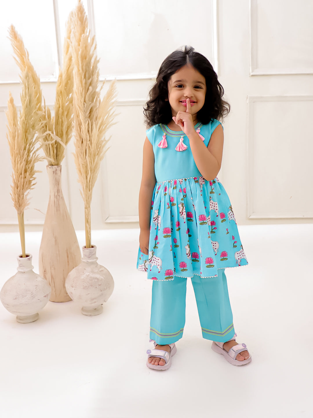 SKY BLUE PICHWAI KURTA SET