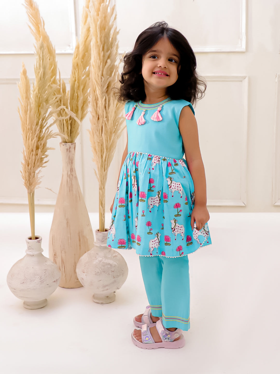 SKY BLUE PICHWAI KURTA SET