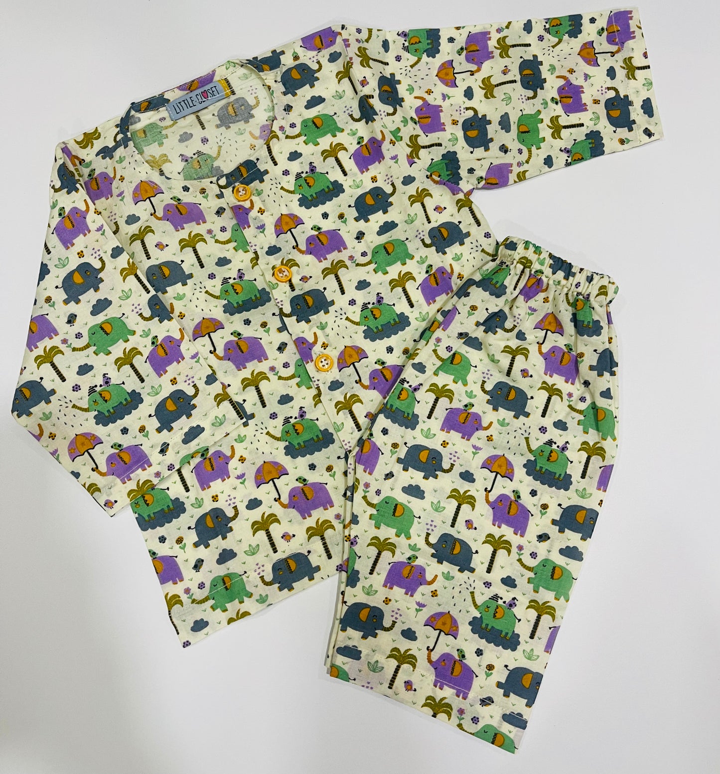 UNISEX COTTON CO-ORD SETS Print – elephant