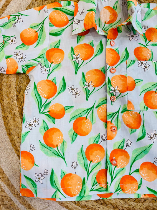 ORANGE PRINTED SHIRT