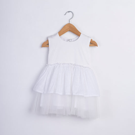 WHITE SCHIFFLI FROCK
