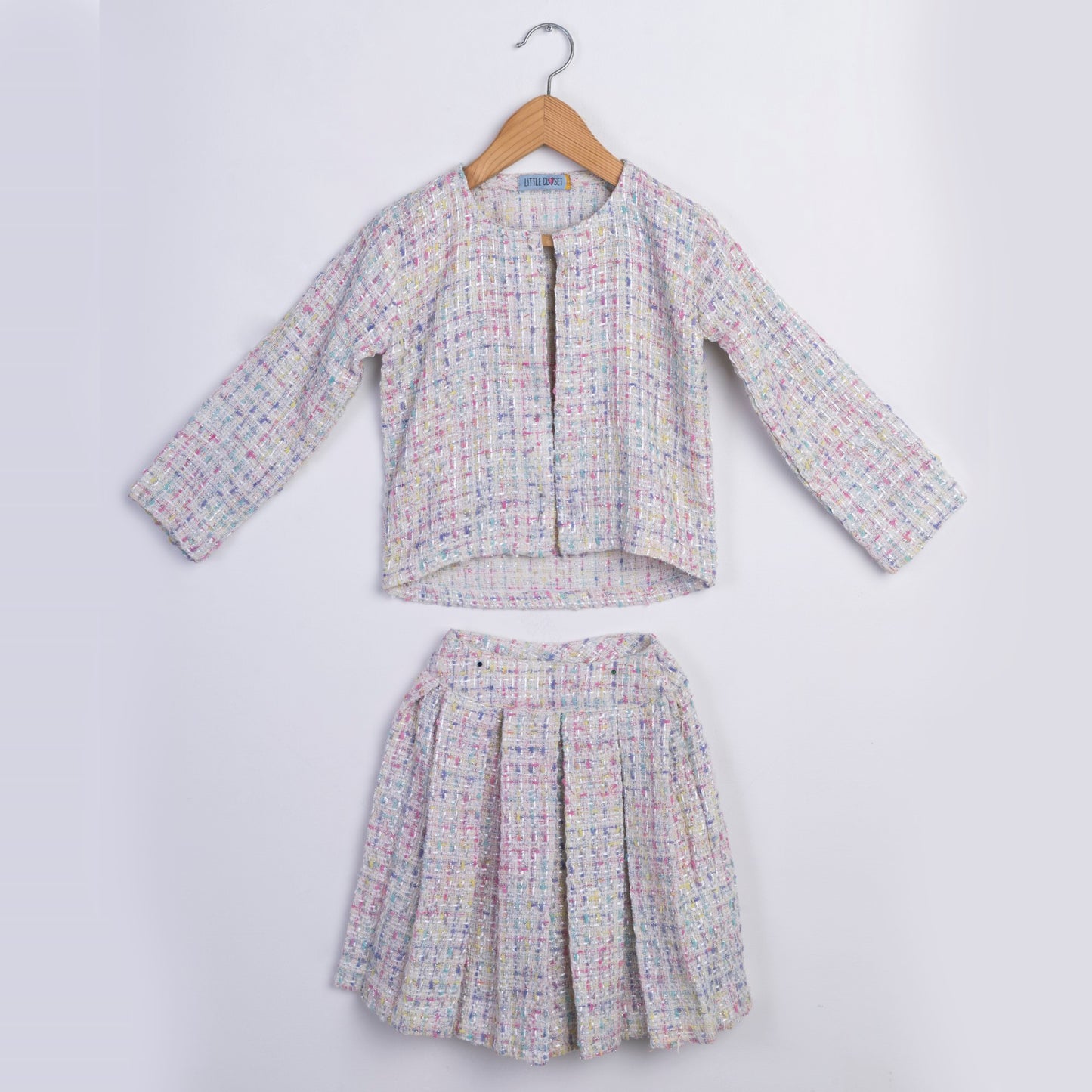 WHITE TWEED JACKET AND SKIRT SET
