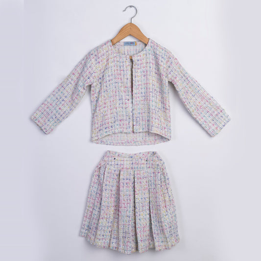 WHITE TWEED JACKET AND SKIRT SET