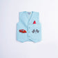 BLUE CAR THEME VEST COAT SET
