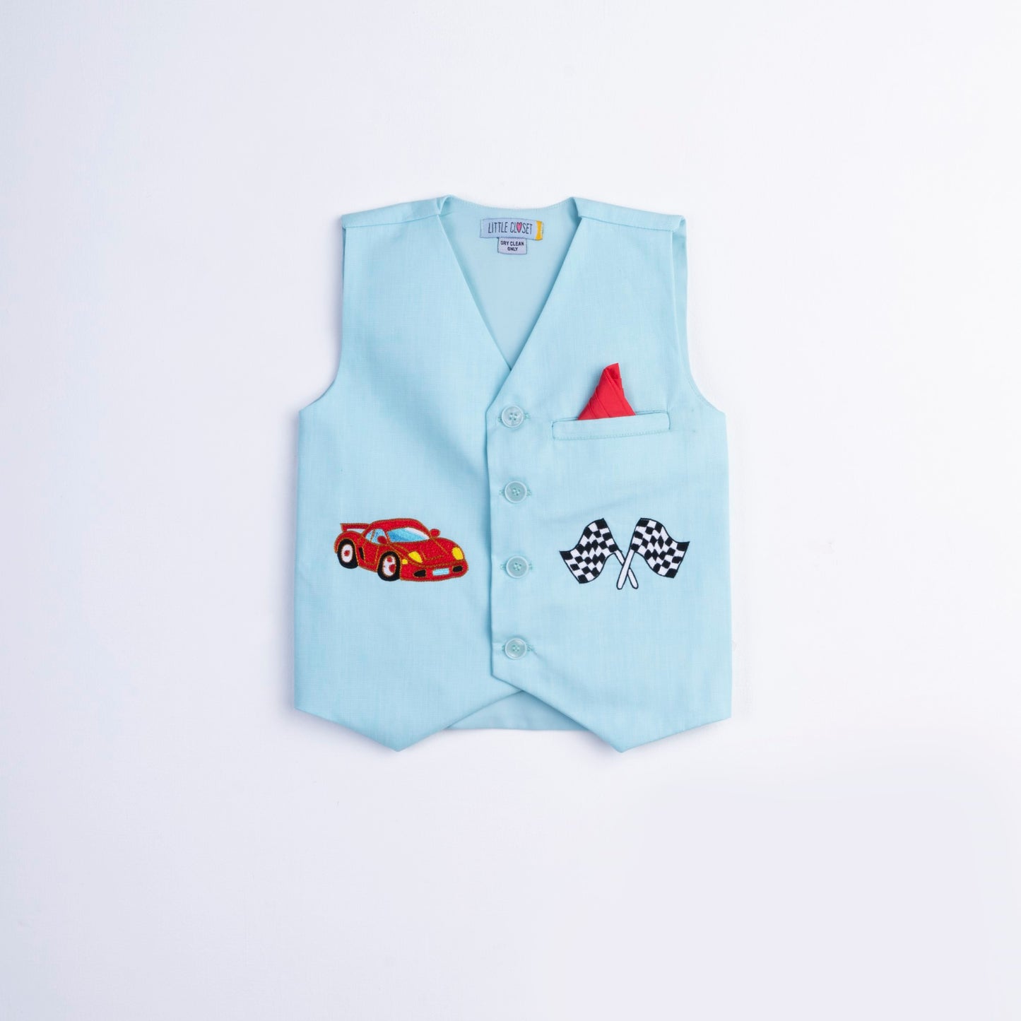 BLUE CAR THEME VEST COAT SET