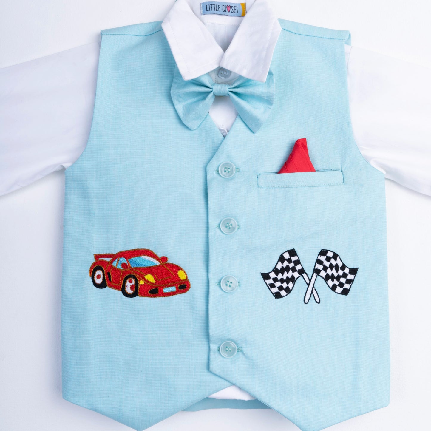 BLUE CAR THEME VEST COAT SET