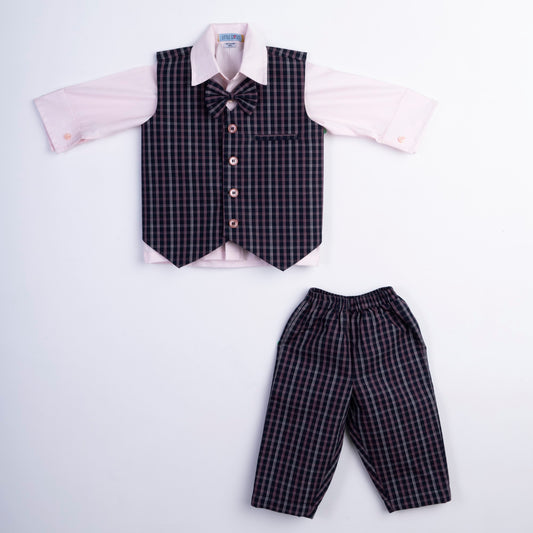 NAVY BLUE CHECKS AND CHARM SET