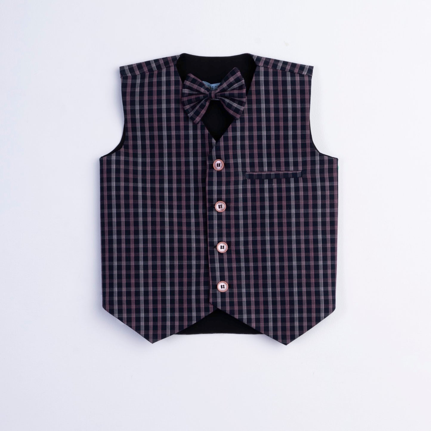 NAVY BLUE CHECKS AND CHARM SET