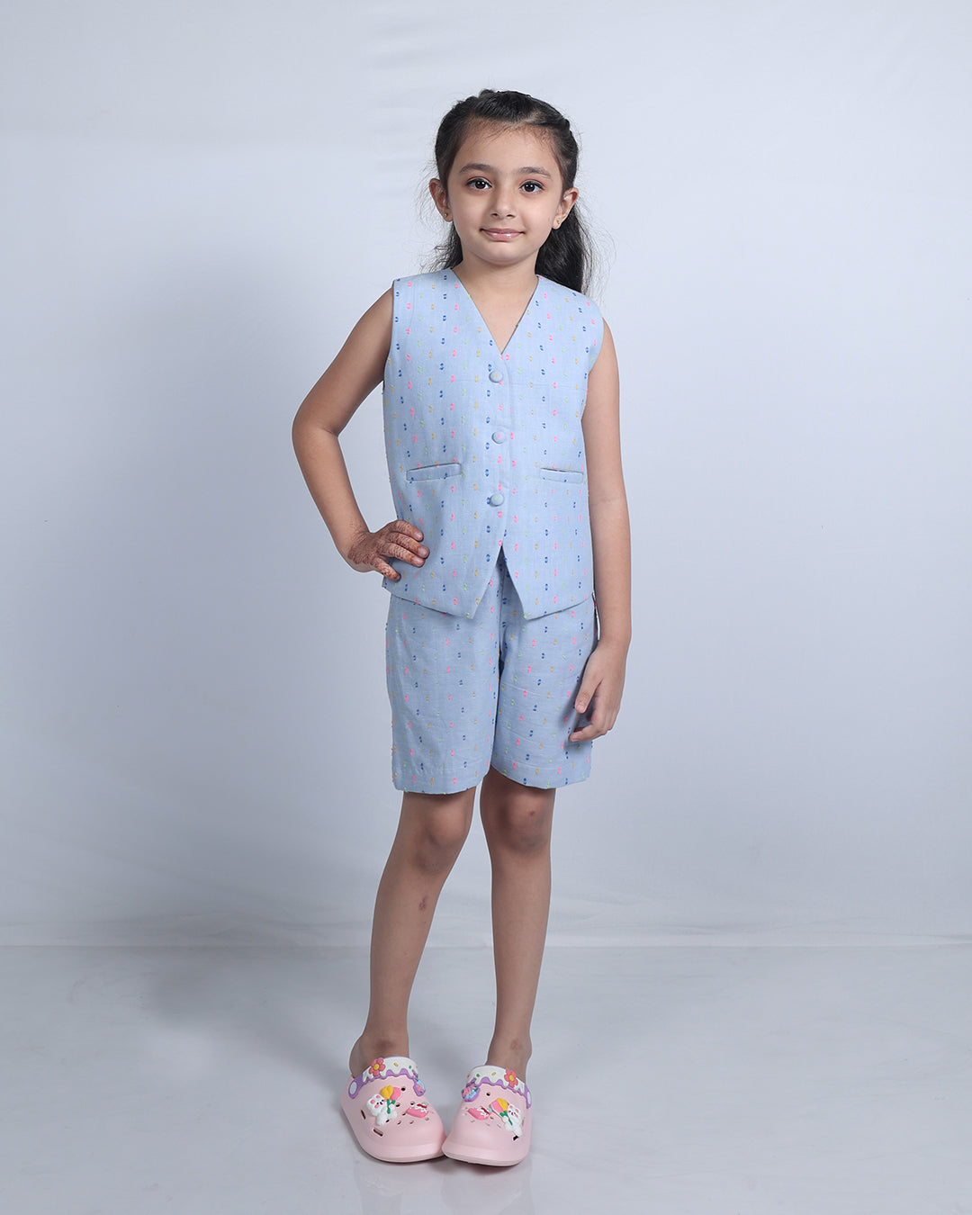 POWDER BLUE VEST COAT SET