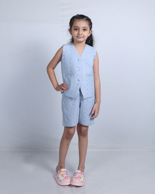 POWDER BLUE VEST COAT SET