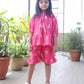 Pink TIE-UP PEPLUM CO-ORD SET