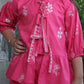 Pink TIE-UP PEPLUM CO-ORD SET