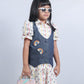 WHITE SHIRT DRESS WITH RAINBOW DENIM JACKET
