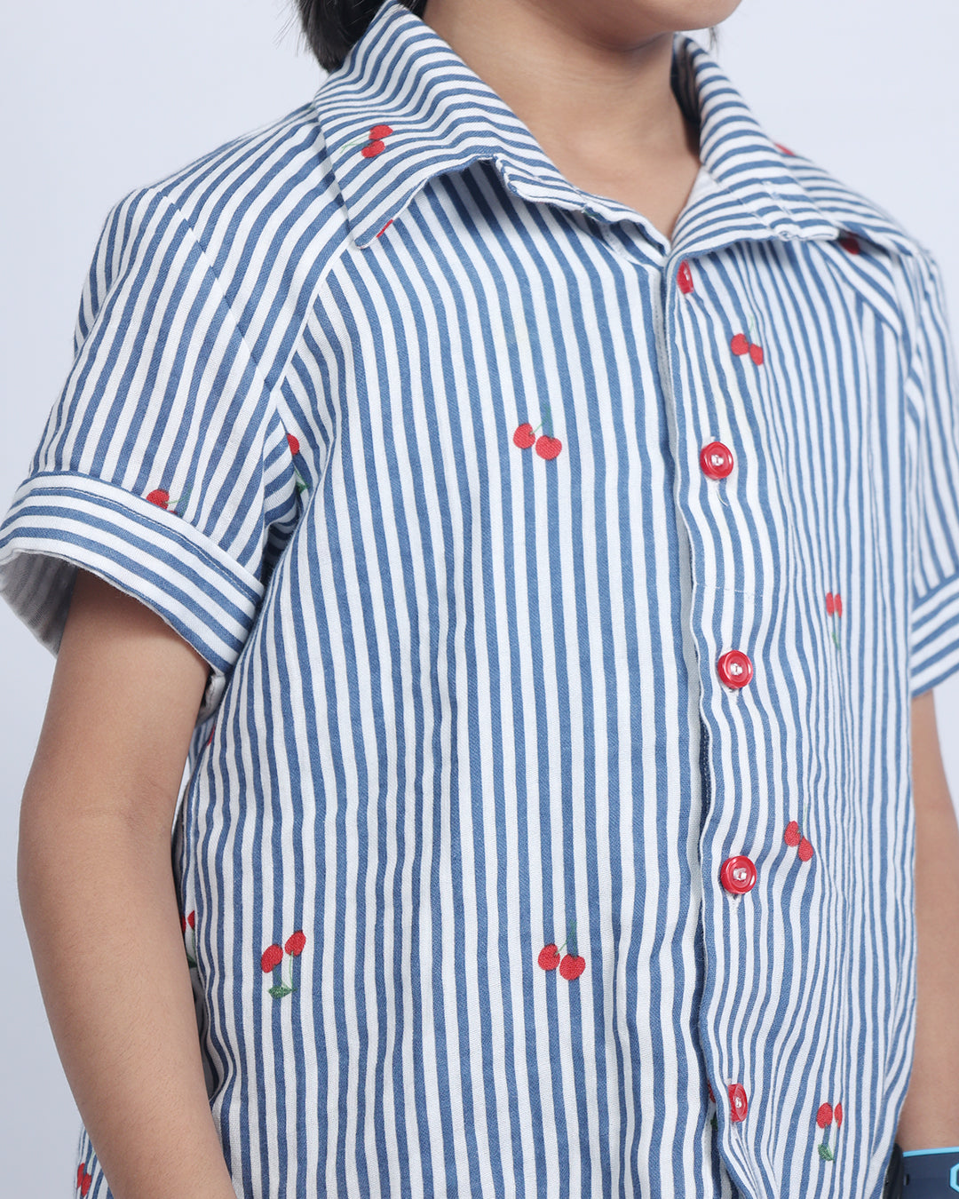 BLUE STRIPED CHERRY SHIRT