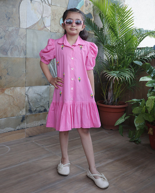LIGHT PINK SHIRT DRESS