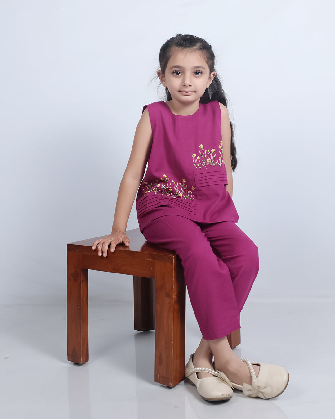 HAND EMBROIDERED MAGENTA CO-ORD SET