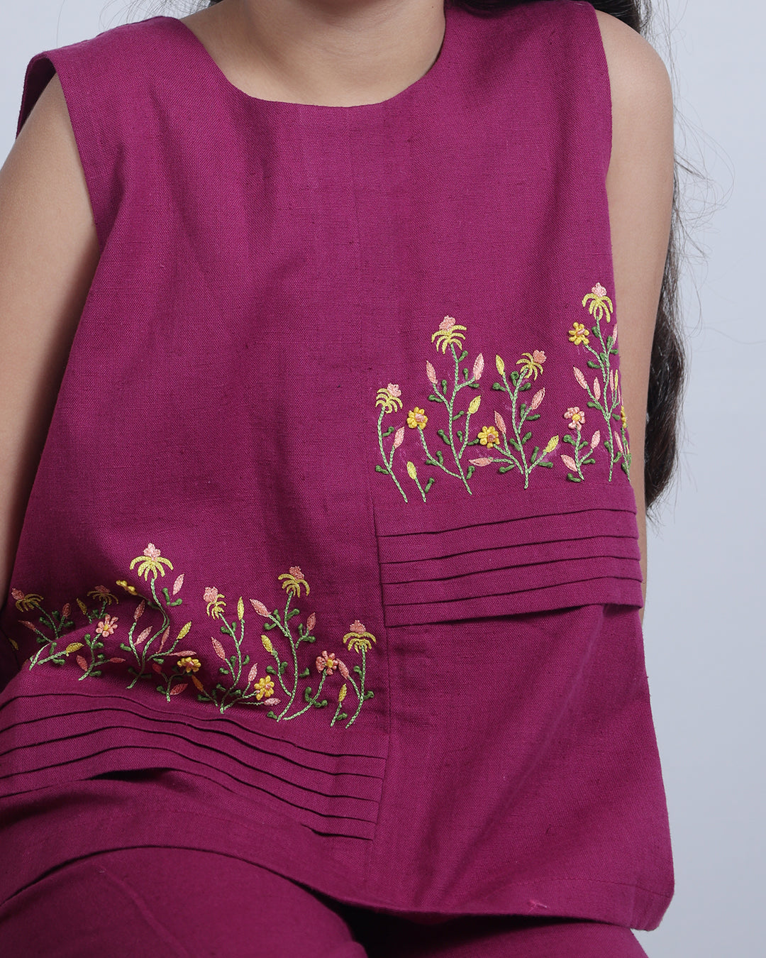 HAND EMBROIDERED MAGENTA CO-ORD SET