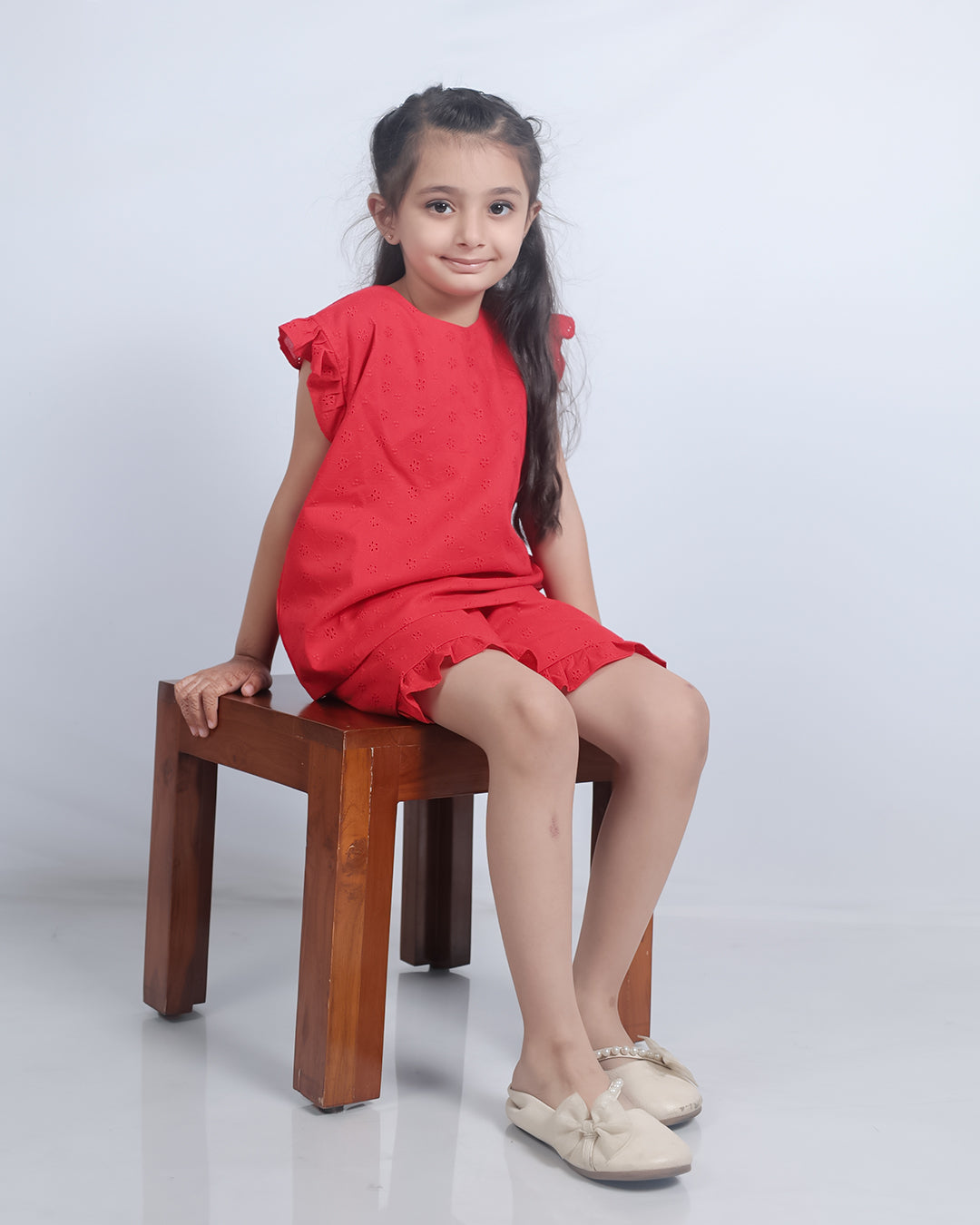 RED SCHIFFLI CO-ORD SET