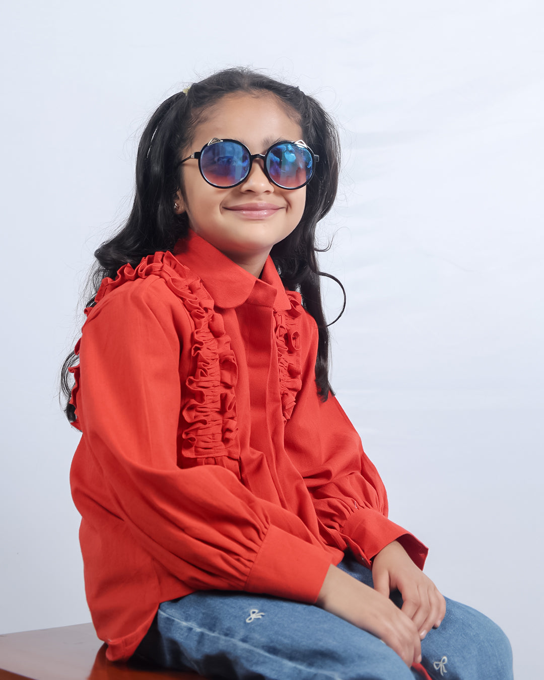 RUST RUFFLE SHIRT