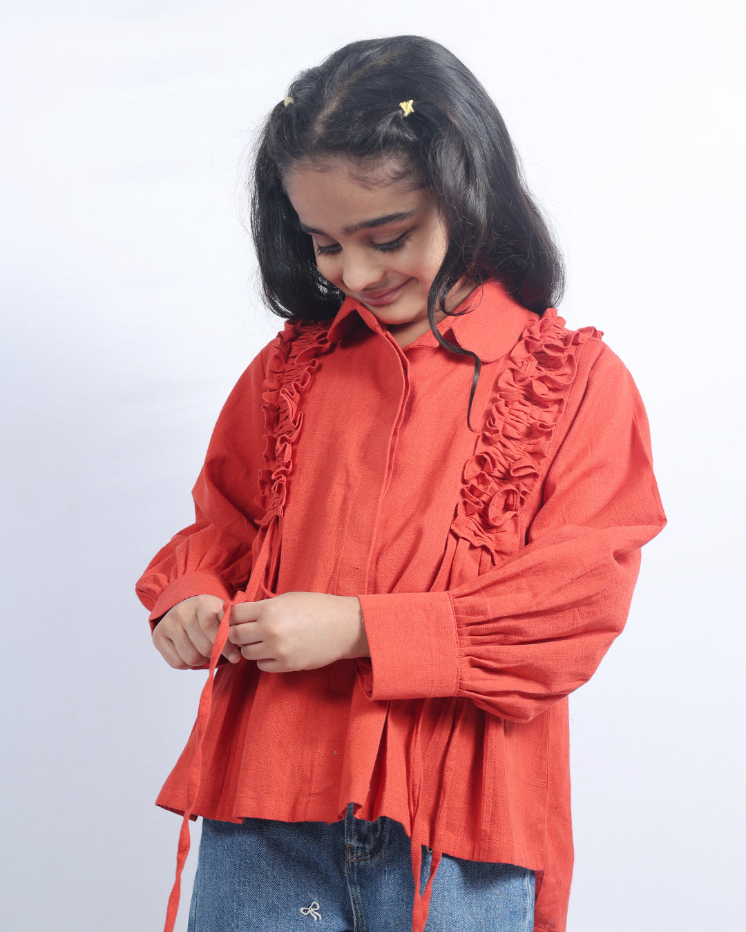 RUST RUFFLE SHIRT