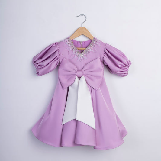 LILAC SPARKLE BOW DRESS
