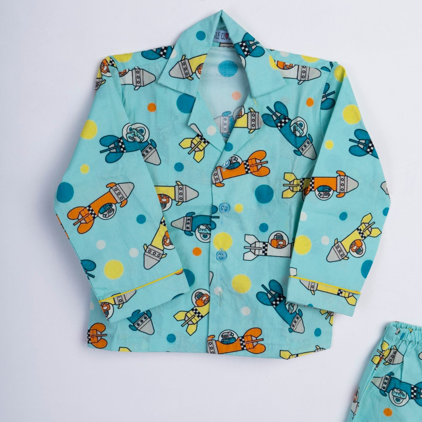 MULTICOLORED ROCKET PRINTED COTTON NIGHTSUIT