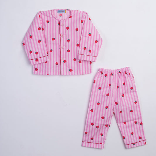 STRAWBERRY PRINTED COTTON NIGHTSUIT