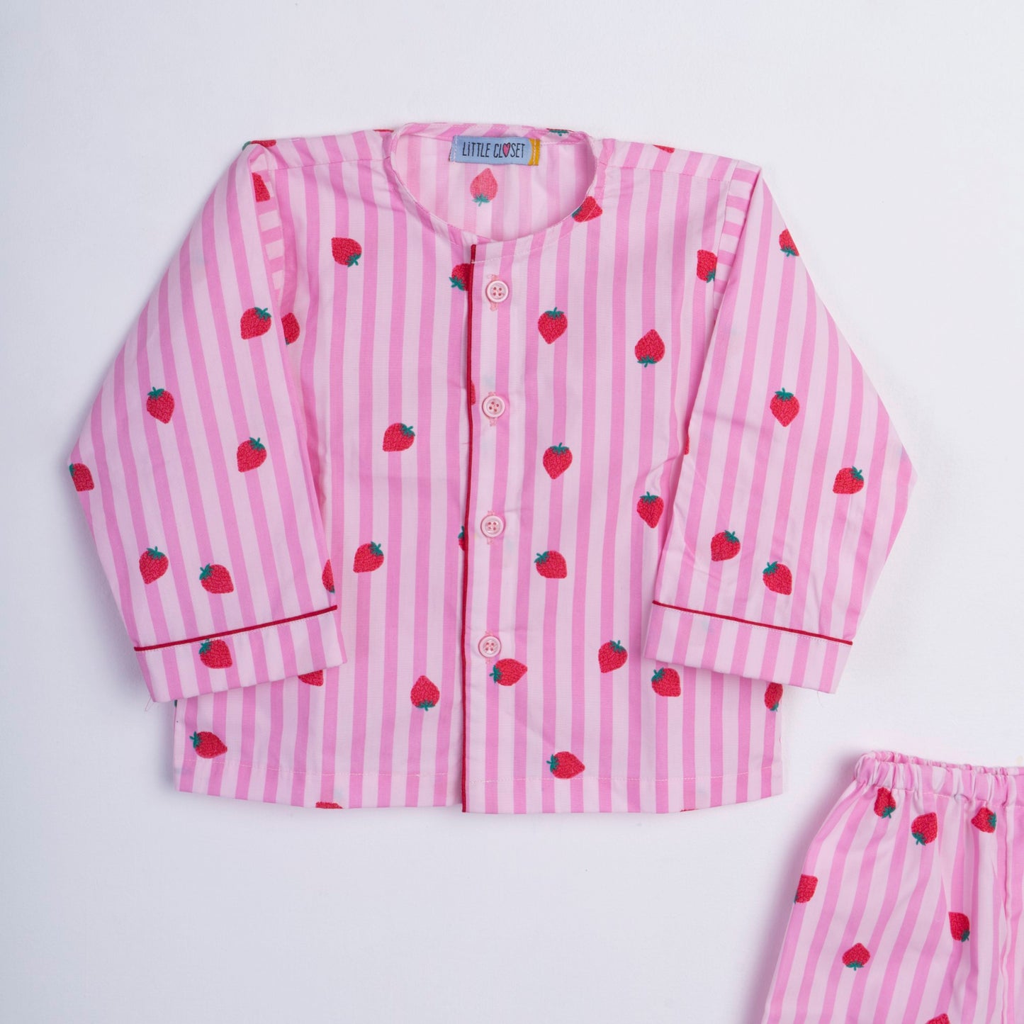 STRAWBERRY PRINTED COTTON NIGHTSUIT