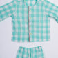 SEAGREEN CHECKS PRINTED COTTON NIGHTSUIT