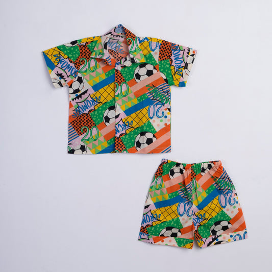 FOOTBALL PRINTED COTTON CO-ORD SET
