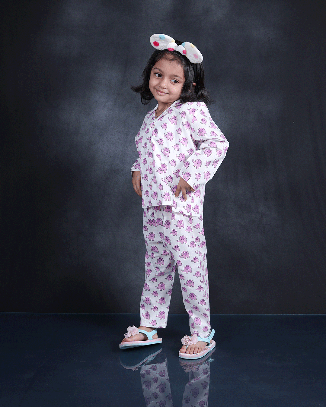ELEPHANT PRINTED COTTON NIGHTSUIT