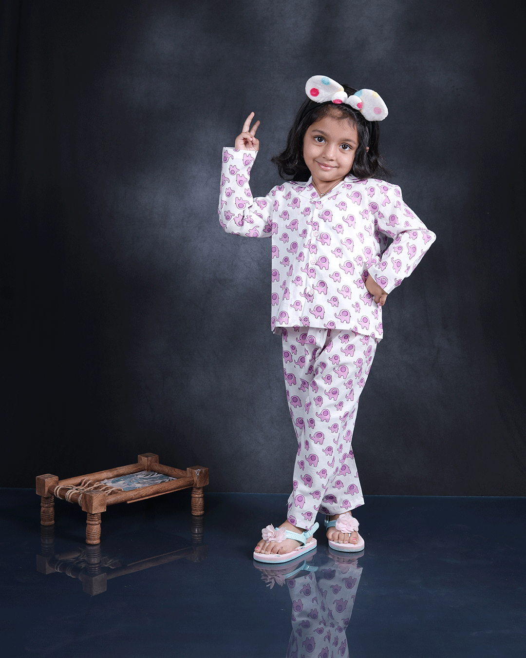 ELEPHANT PRINTED COTTON NIGHTSUIT