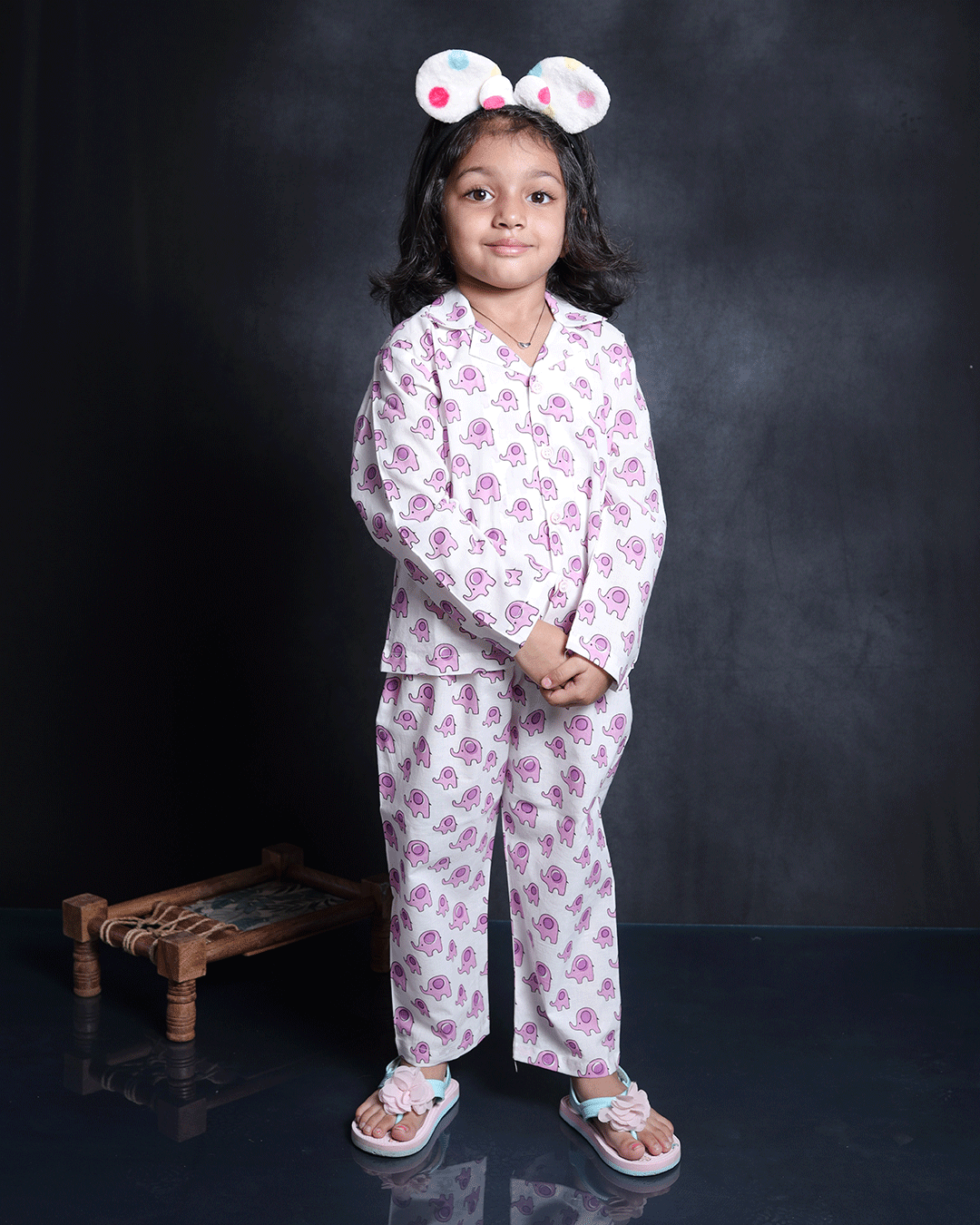 ELEPHANT PRINTED COTTON NIGHTSUIT