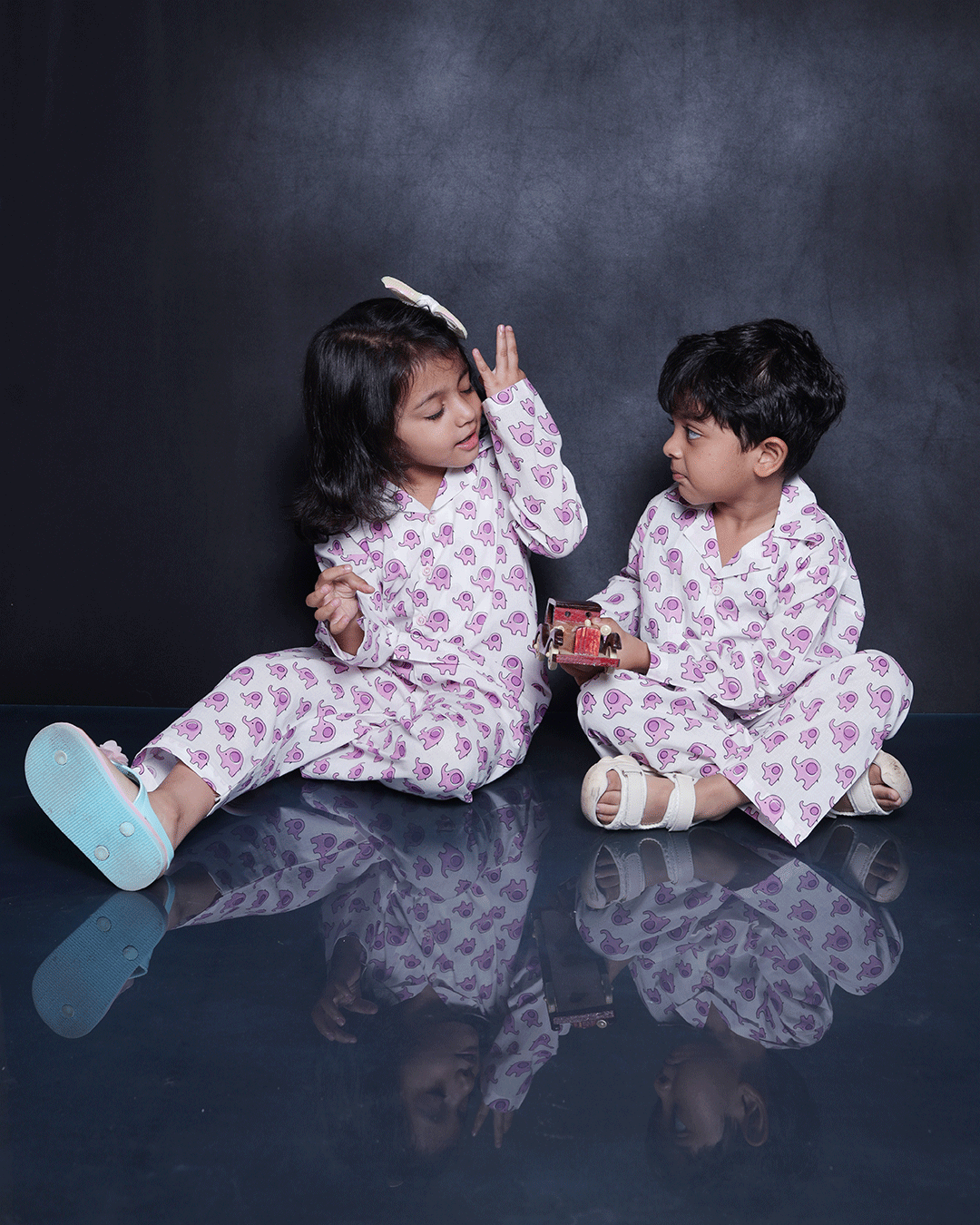 ELEPHANT PRINTED COTTON NIGHTSUIT