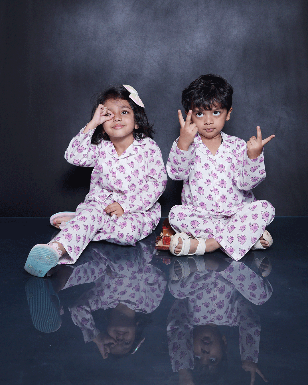 ELEPHANT PRINTED COTTON NIGHTSUIT
