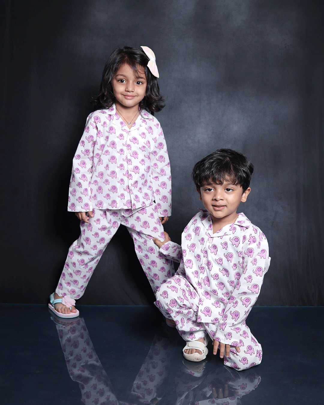 ELEPHANT PRINTED COTTON NIGHTSUIT