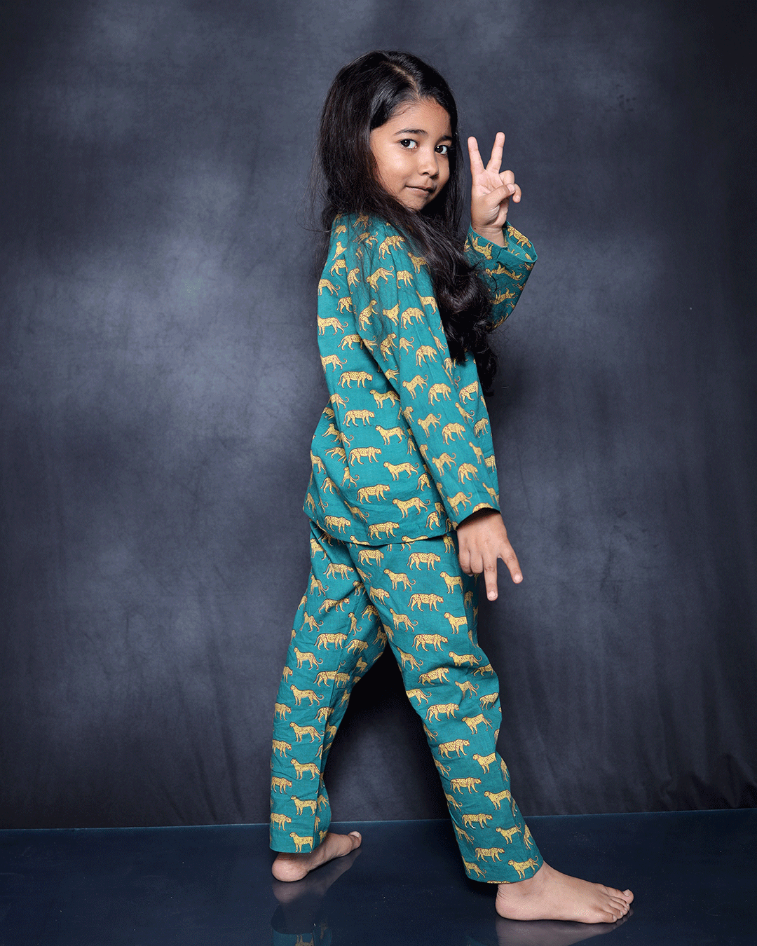 LEOPARD PRINTED COTTON NIGHTSUIT