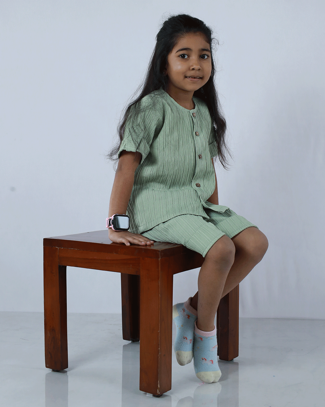 GREEN PINTUCKS CO-ORD SET