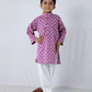 PURPLE FLORAL PRINT KURTA WITH COTTON WHITE PANTS