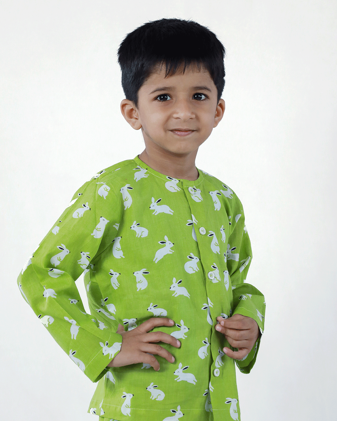 RABBIT PRINTED COTTON NIGHTSUIT